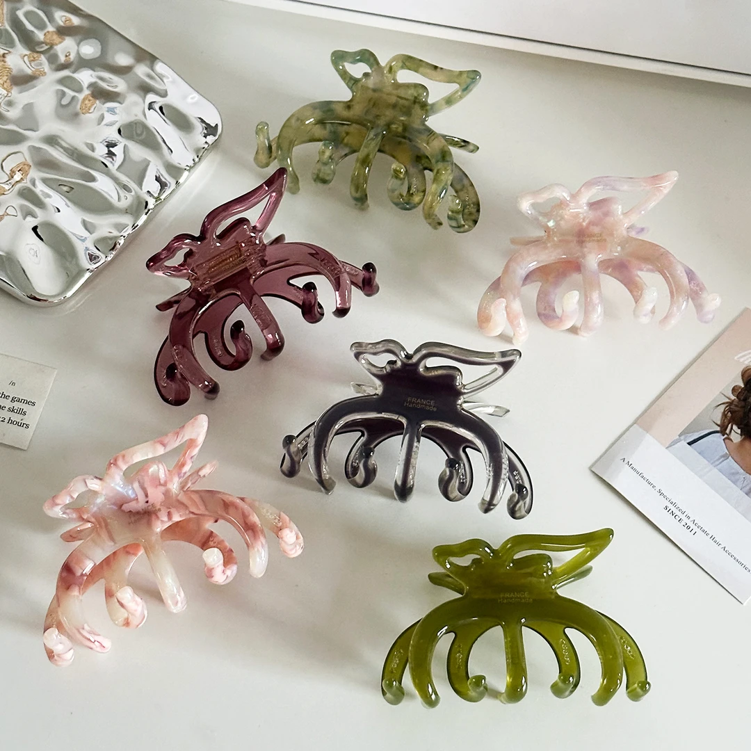 DW21404加厚4MM醋酸蝴蝶发夹高级感金标鲨鱼夹巨能抓百搭女抓夹