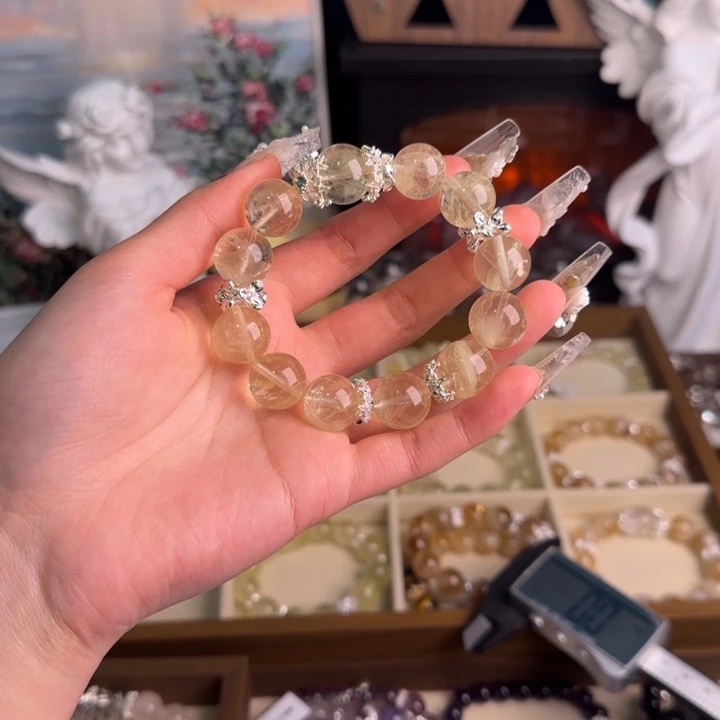 水晶手串18K金镶嵌黄水晶