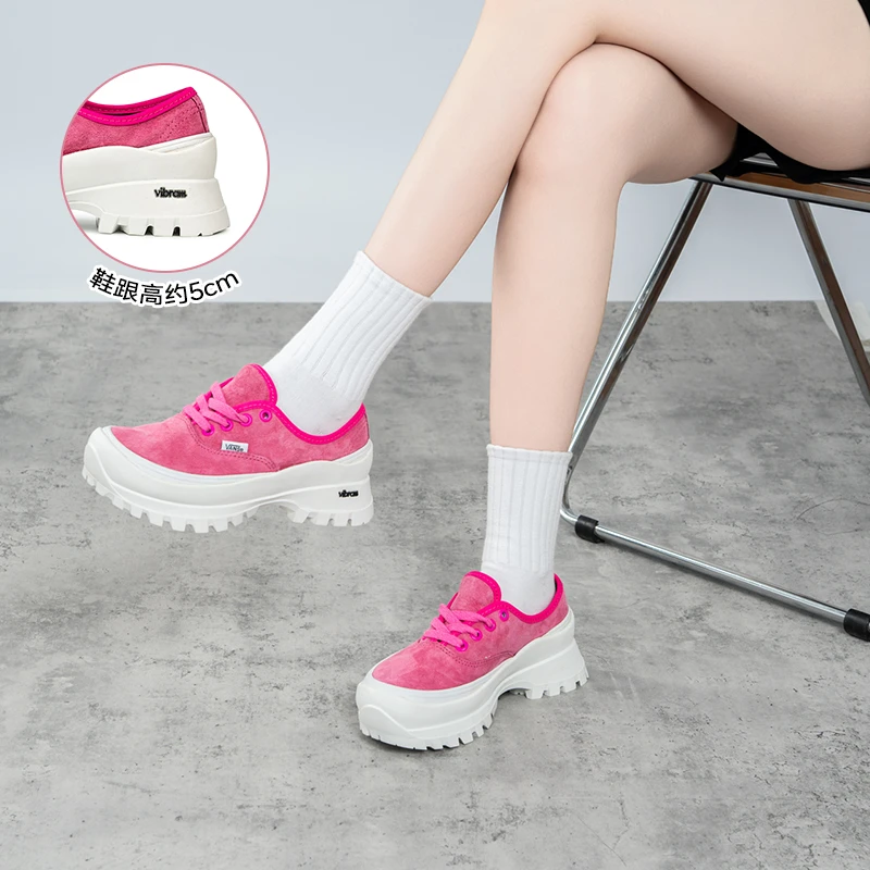 VANS范斯男女鞋2025秋款万斯复古厚底增高鞋火龙果色草莓熊德比鞋