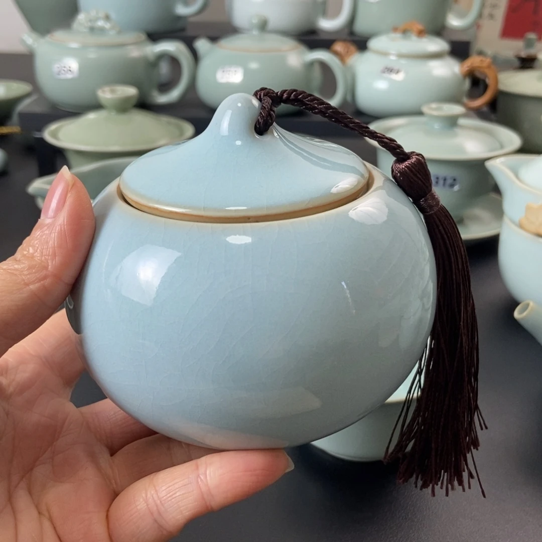 衣***爹天青釉茶叶罐福利款