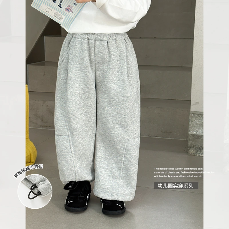 SKG2407女童韩版简约休闲运动裤秋冬新款儿童高腰宽松香蕉裤潮