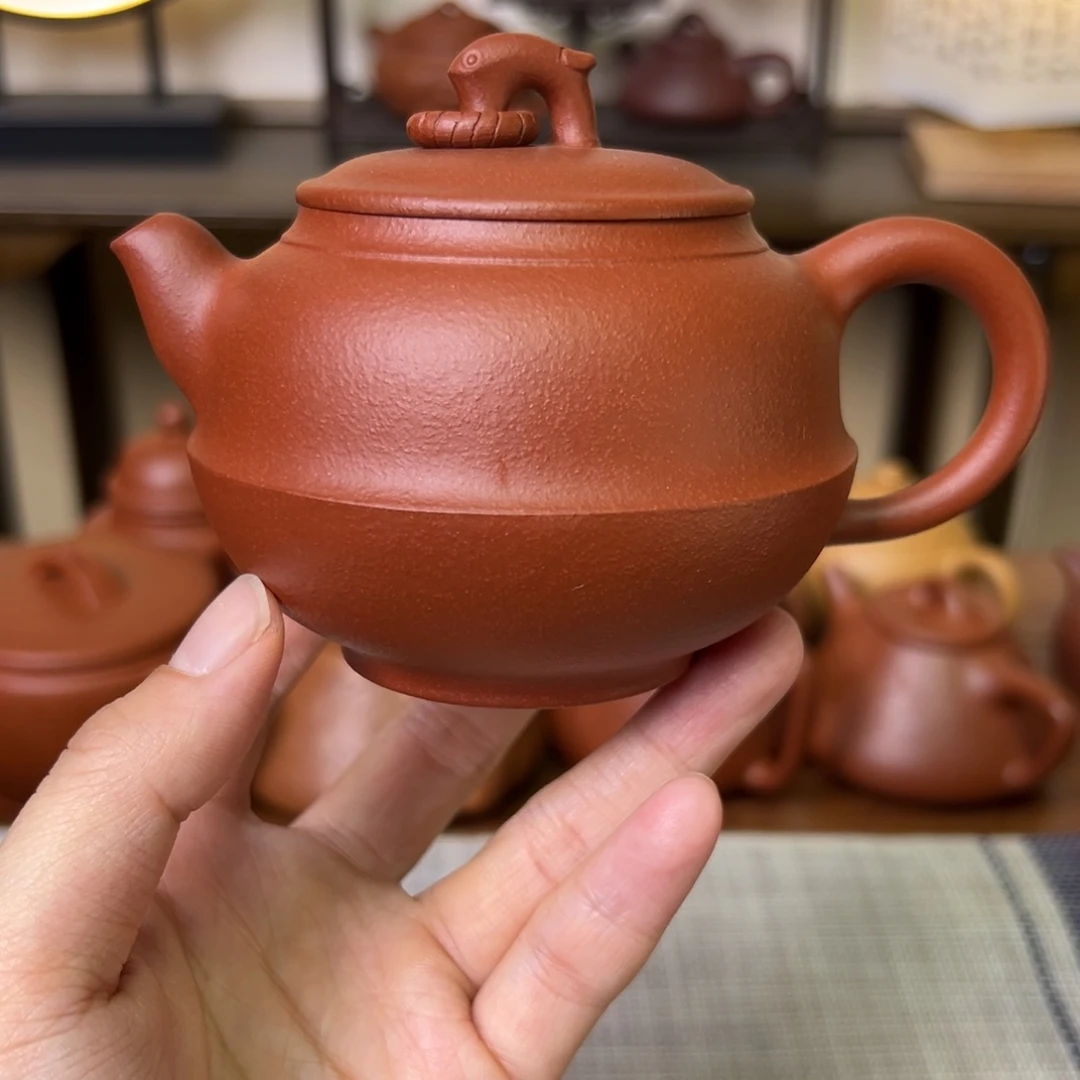 紫泥茶壶紫砂壶鱼乐鱼籽朱泥230cc