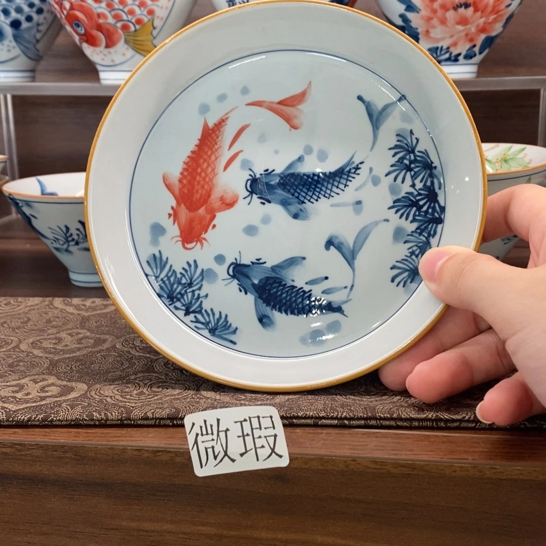 釉下彩老陶泥手工绘制