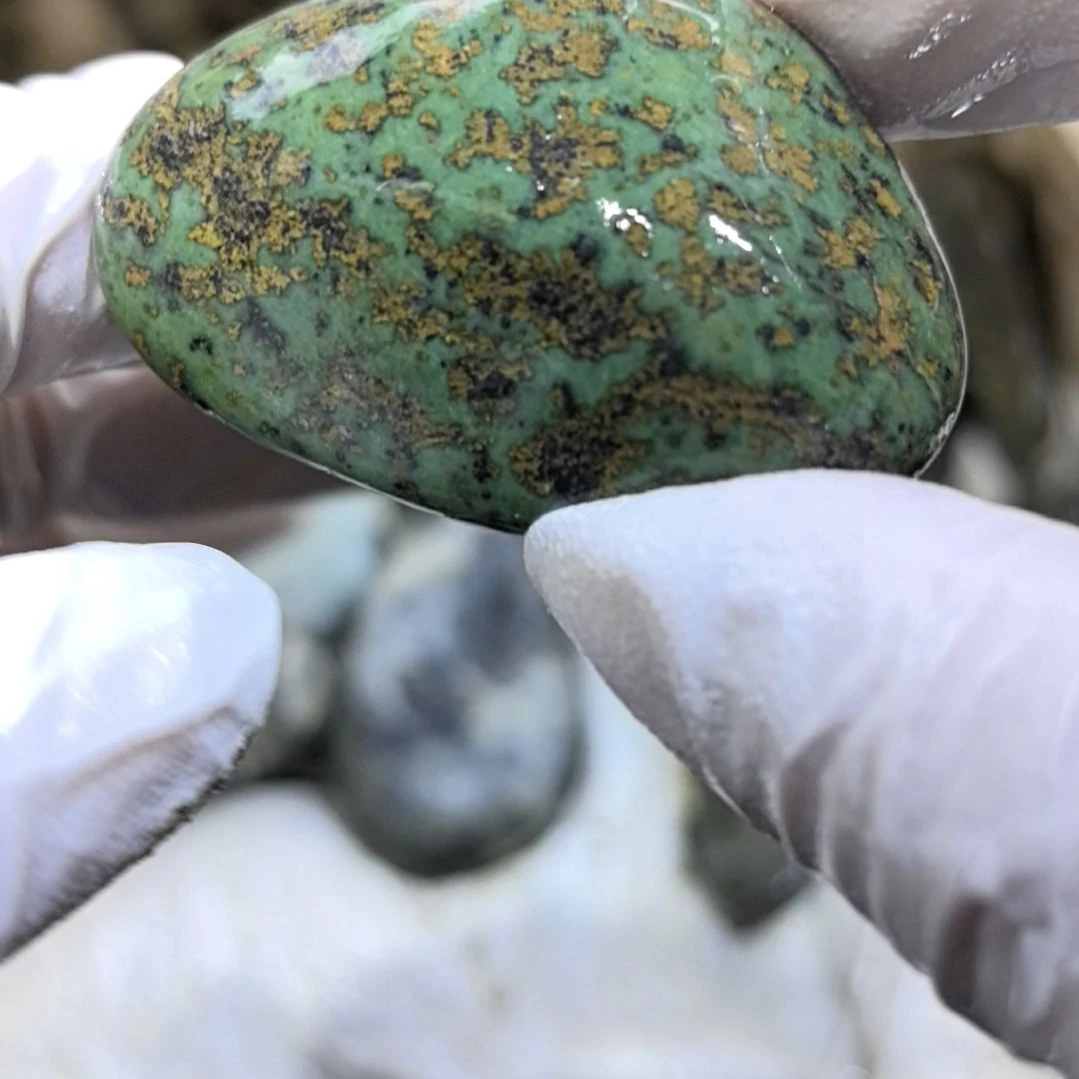 绿***荷藏玉药王石原石一个摆件