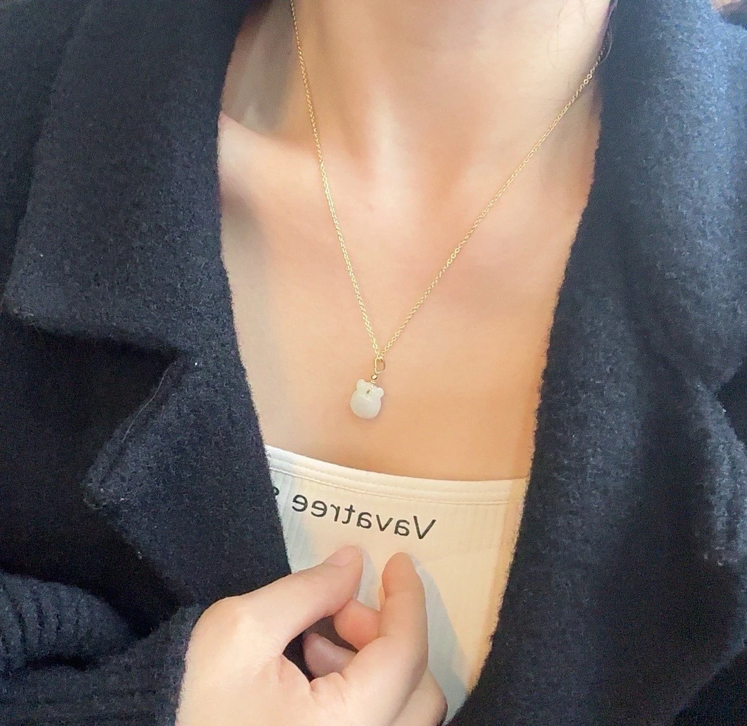 天然翡翠铜镶扣头小福袋项链吊坠【多样性发货单个】BH239