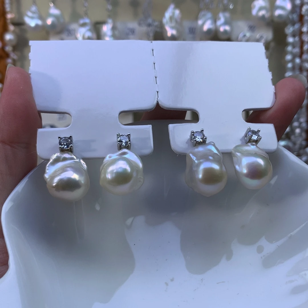 合金耳饰淡水珍珠福利戴妃银色1对