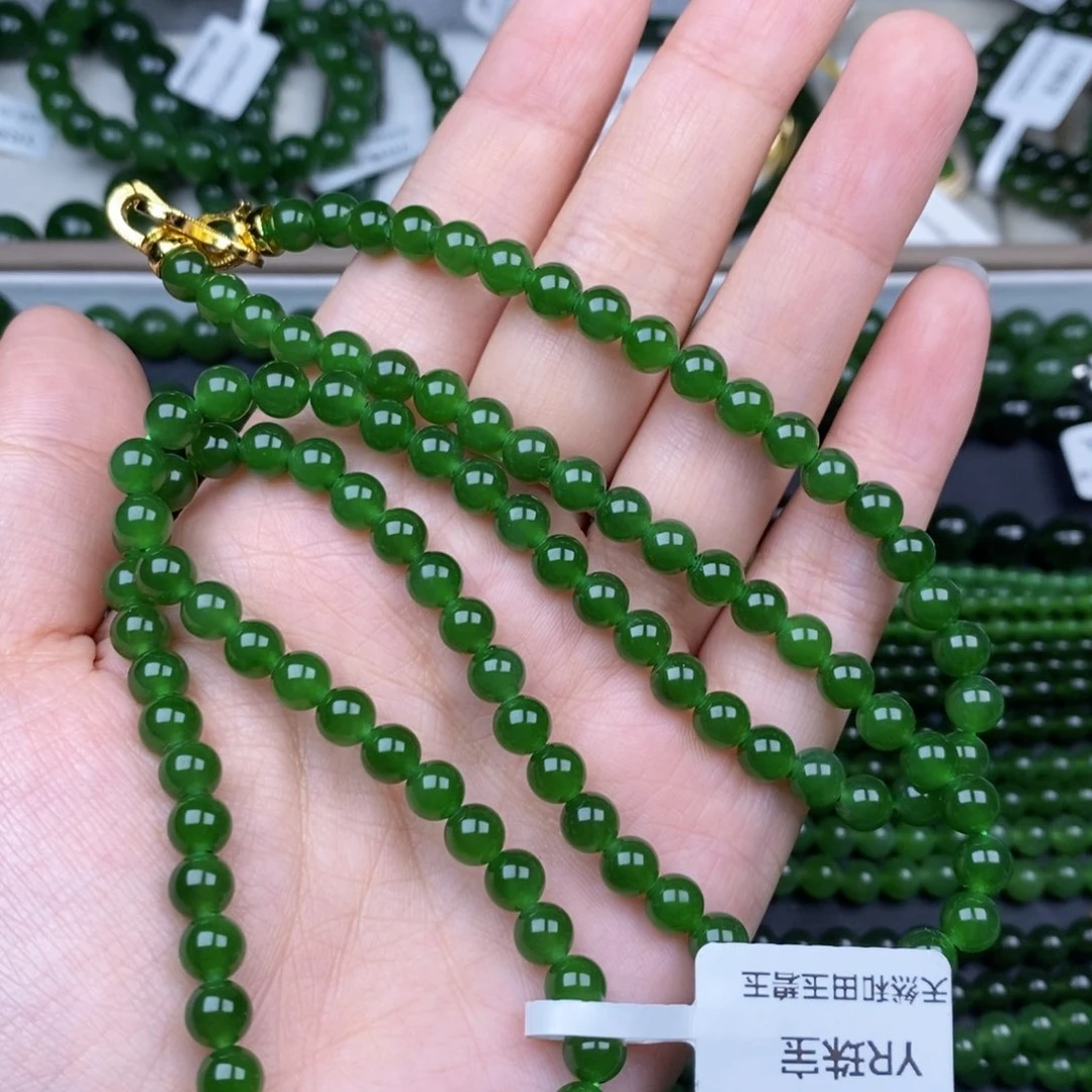 颈饰未镶嵌和田玉（碧玉）6m辣阳绿无黑