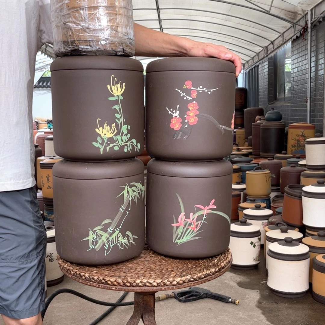 紫砂茶叶罐梅兰竹菊