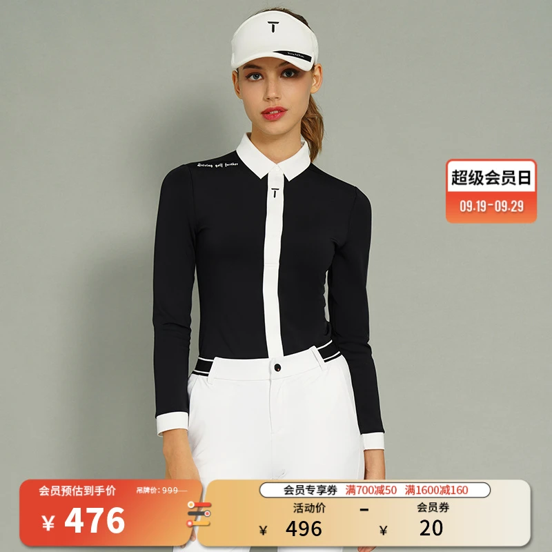 T/欧巡赛高尔夫服装女款长袖秋季弹力百搭T恤Polo衫女EF222PC165