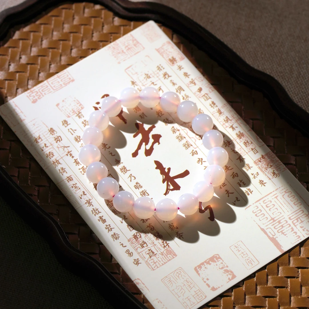 （直播同价）正品粉色玛瑙单圈手串百搭清新饰品（多样性发一带证书）