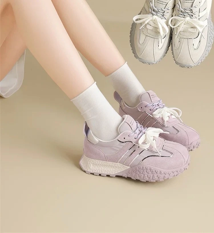 【紫罗兰】德训鞋女2025春季新款小个子内增高休闲运动阿甘鞋256-1
