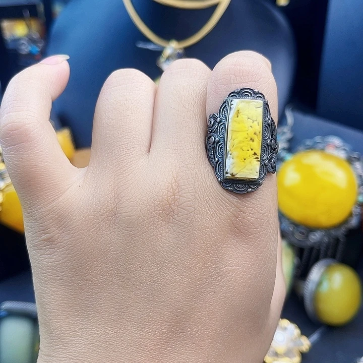 琥珀银S925镶嵌裸石