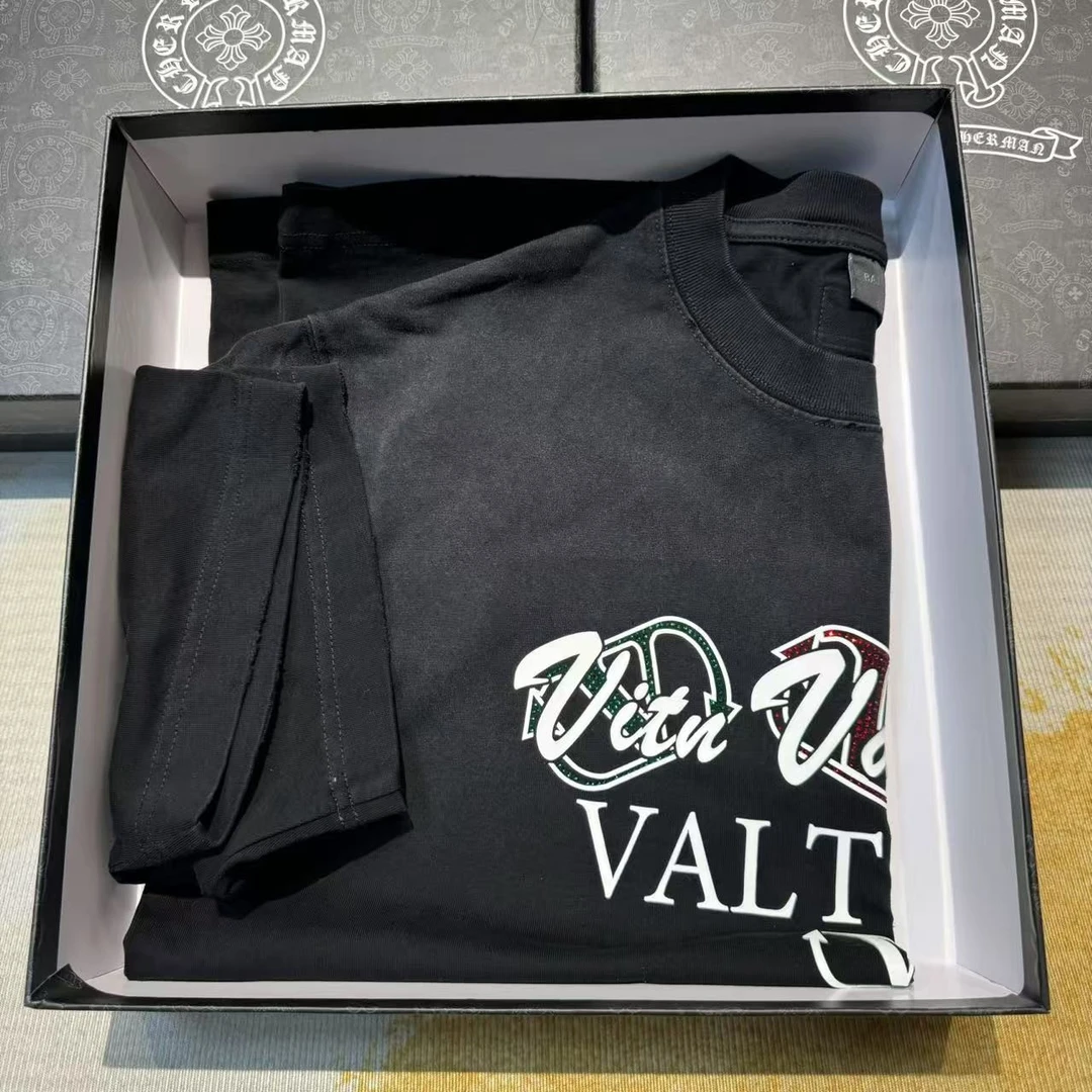 【F2546】春夏新款轻奢重工重磅T恤 休闲潮流男女同款