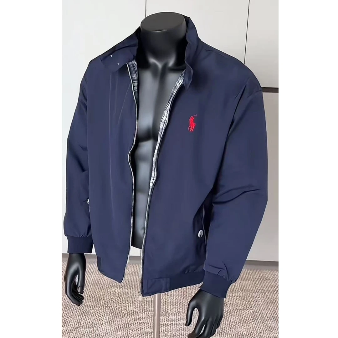 刺绣小马经典款简约立领老钱风外套男百搭休闲哈灵顿情侣夹克男