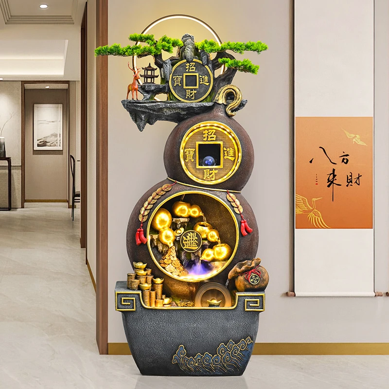 假山流水喷泉客厅循环水聚宝盆葫芦景观落地装饰品招财风水轮摆件