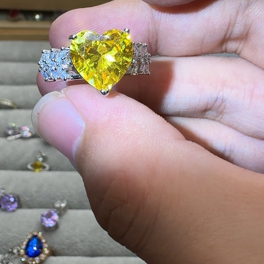 戒指银S925镶嵌水晶