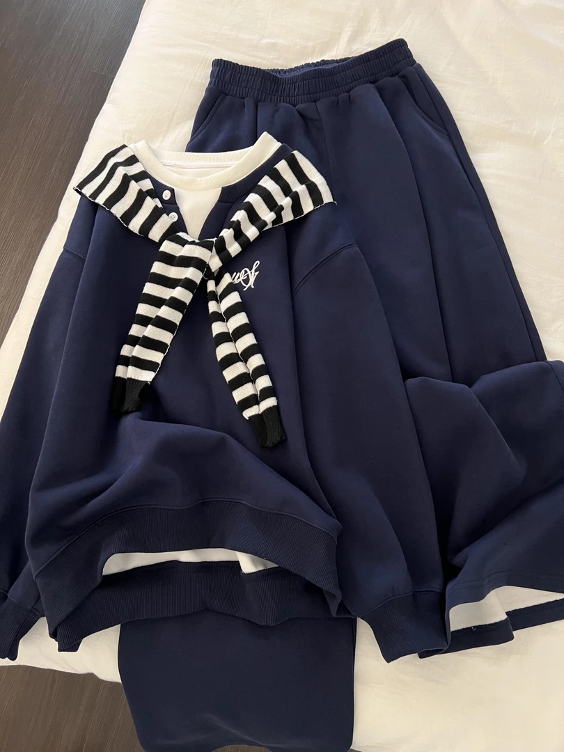 假两件卫衣睡衣女秋季新款爆款宽松慵懒长袖长裤家居服套装可外穿