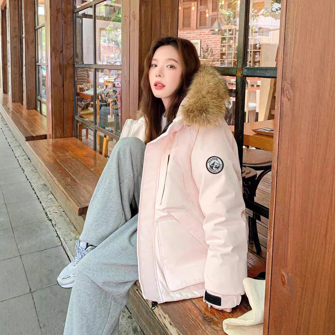 糖果羽绒服情侣加厚保暖短款时尚连帽宽松潮流百搭冬季 女款短款