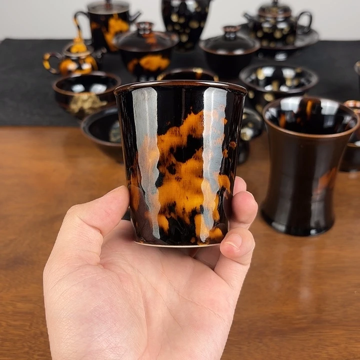 瓷玳瑁釉小可乐杯