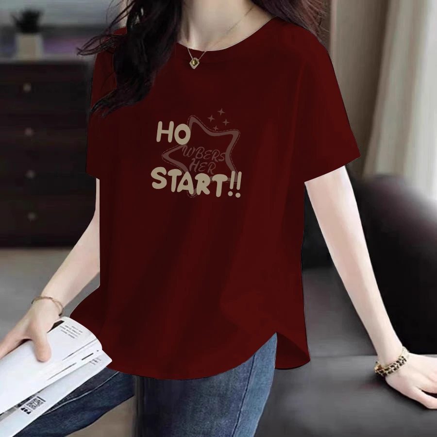 100%纯棉夏季新款短袖圆领T恤修身显瘦百搭洋气弧形设计感上衣女