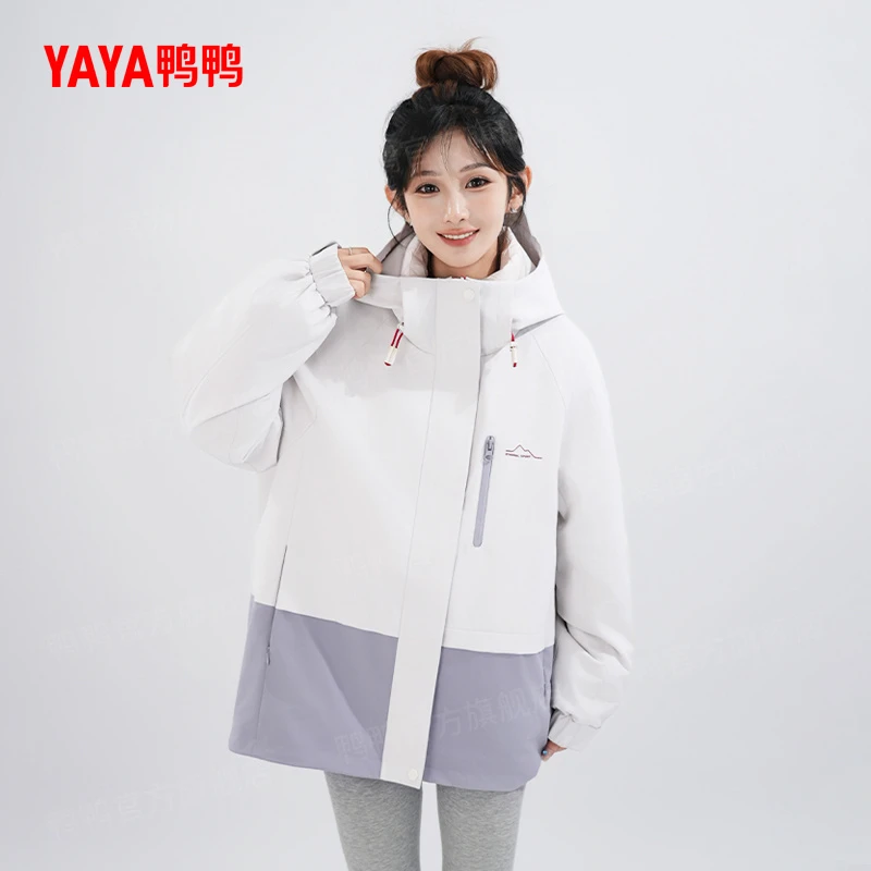 YAYA/鸭鸭【新山系系列】羽绒服女短款情侣运动风两件套YE4B017793W
