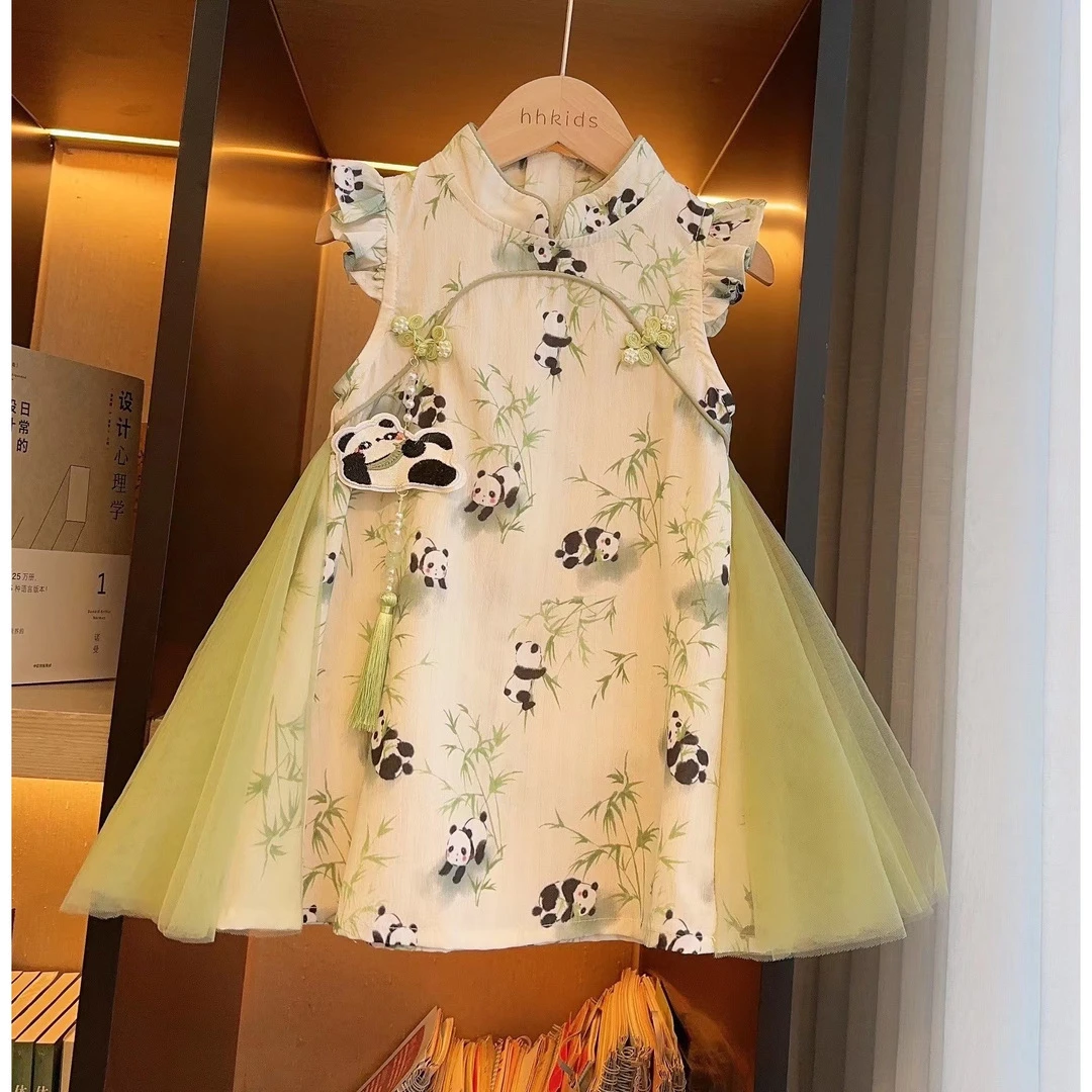 女童夏装连衣裙2025新款宝宝国风旗袍裙小女孩汉服儿童网纱公主裙