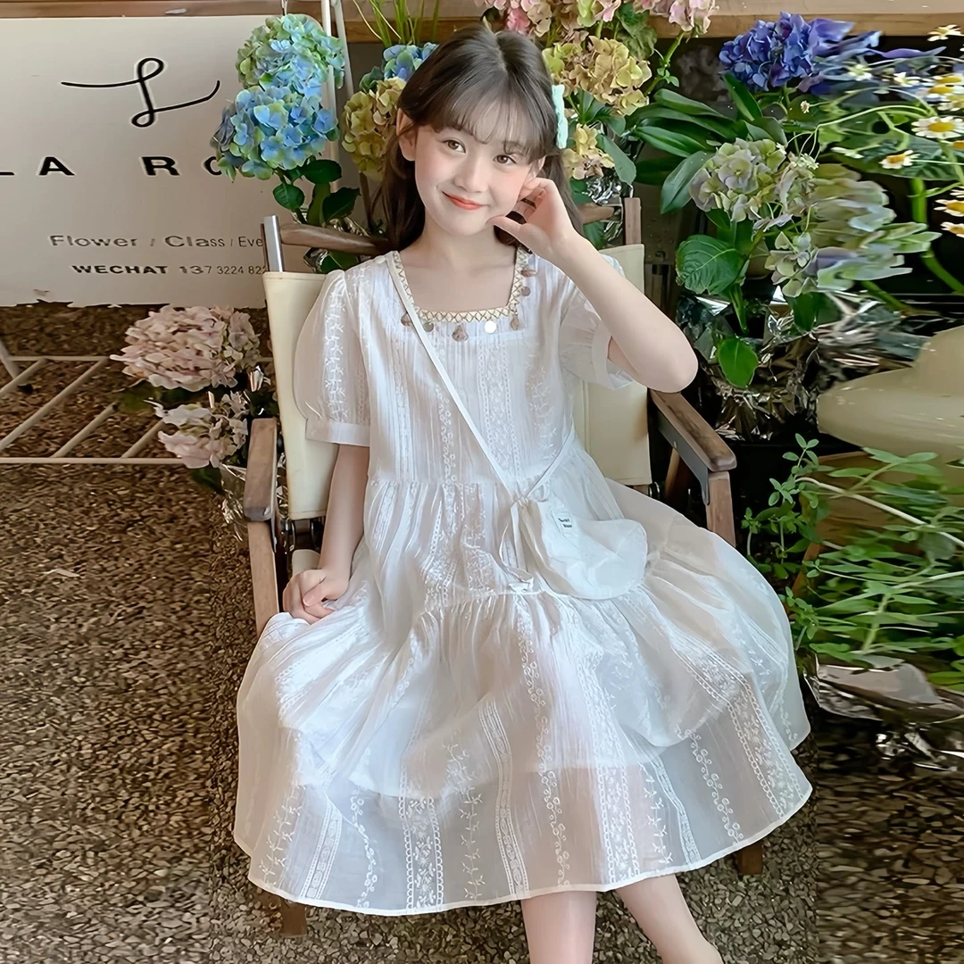 这也太美啦～波西米亚连衣裙女童新款夏季【清新浪漫】白色公主裙