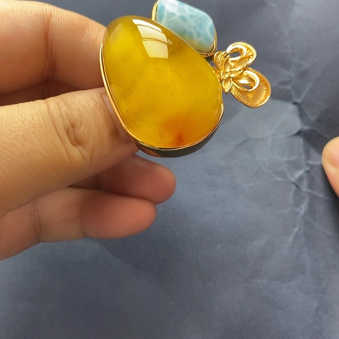 琥珀未镶嵌裸石戒指