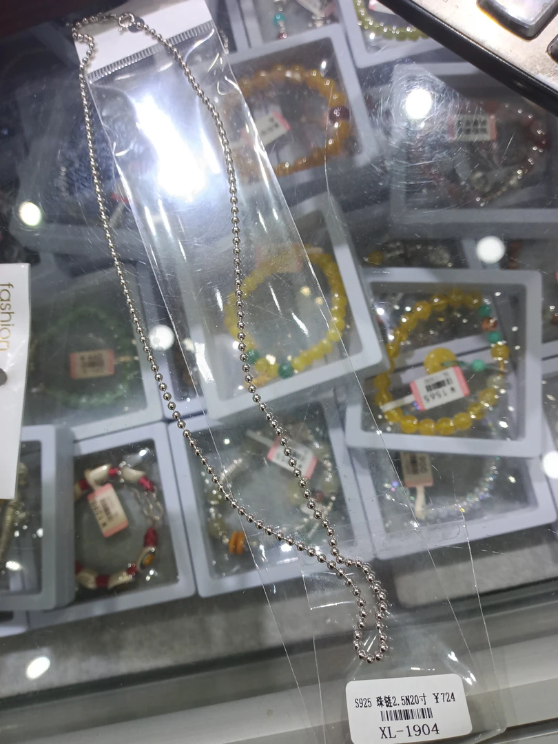 链子925银 厚银时尚爱心925银豆豆链TQ