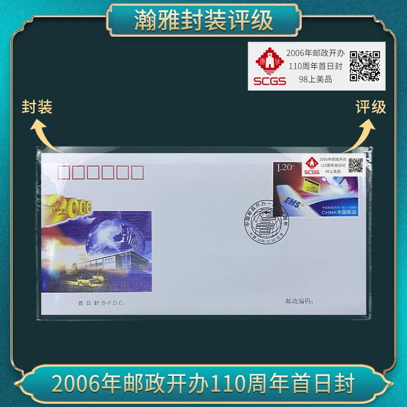 2006年邮政开办110周年首日封 瀚雅评级 98上美品