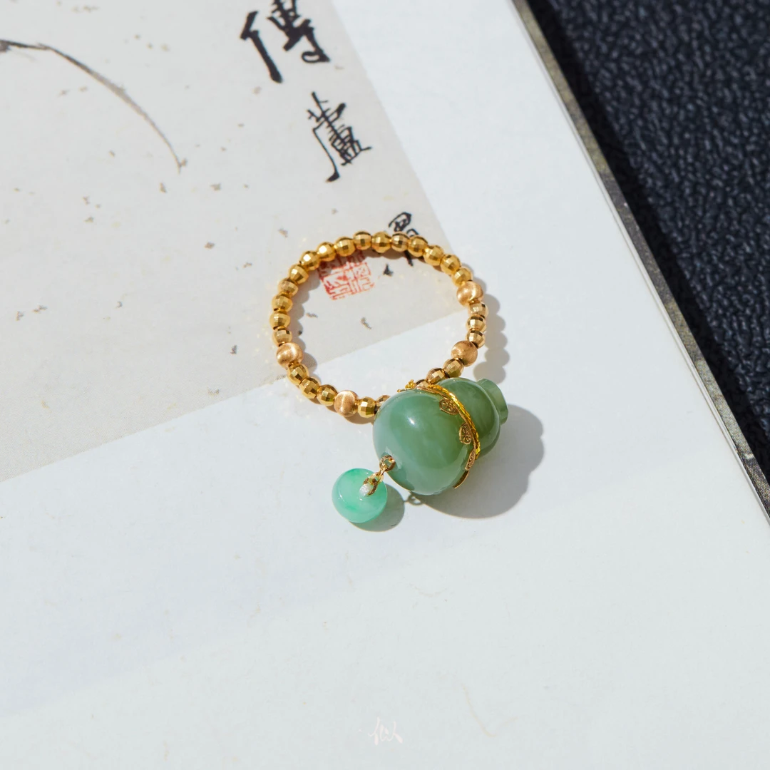 【庭芜】·似梓珠宝· 18K碧玉葫芦戒指  XYGD174011-E