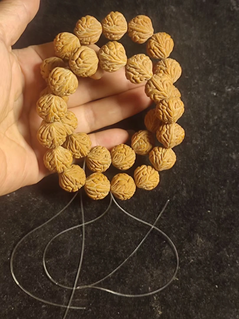 秦岭原生态原皮龙纹桃核 豹子头手串