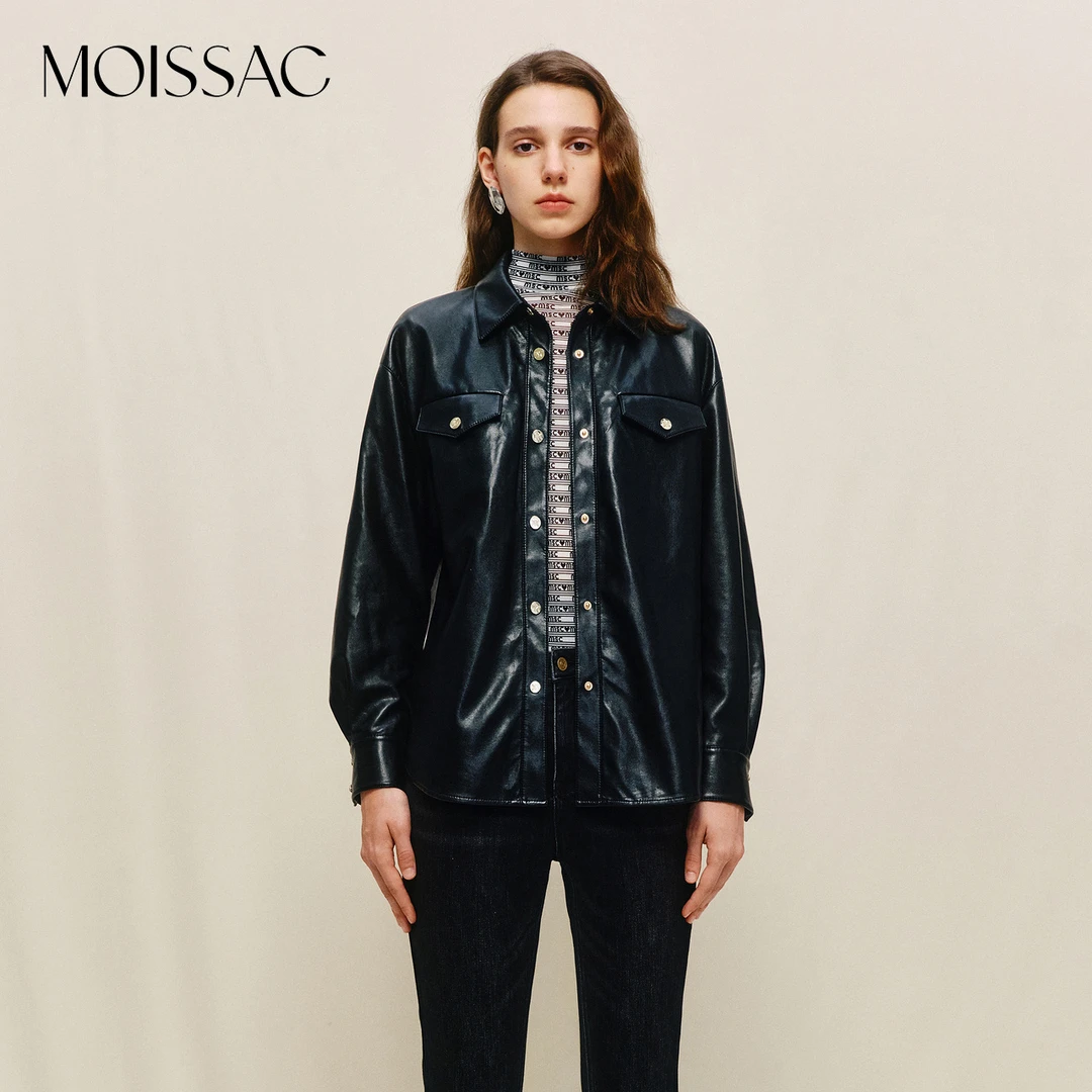 【蒋千金】MOISSAC摩萨克冬法式经典版型PU质短外套女