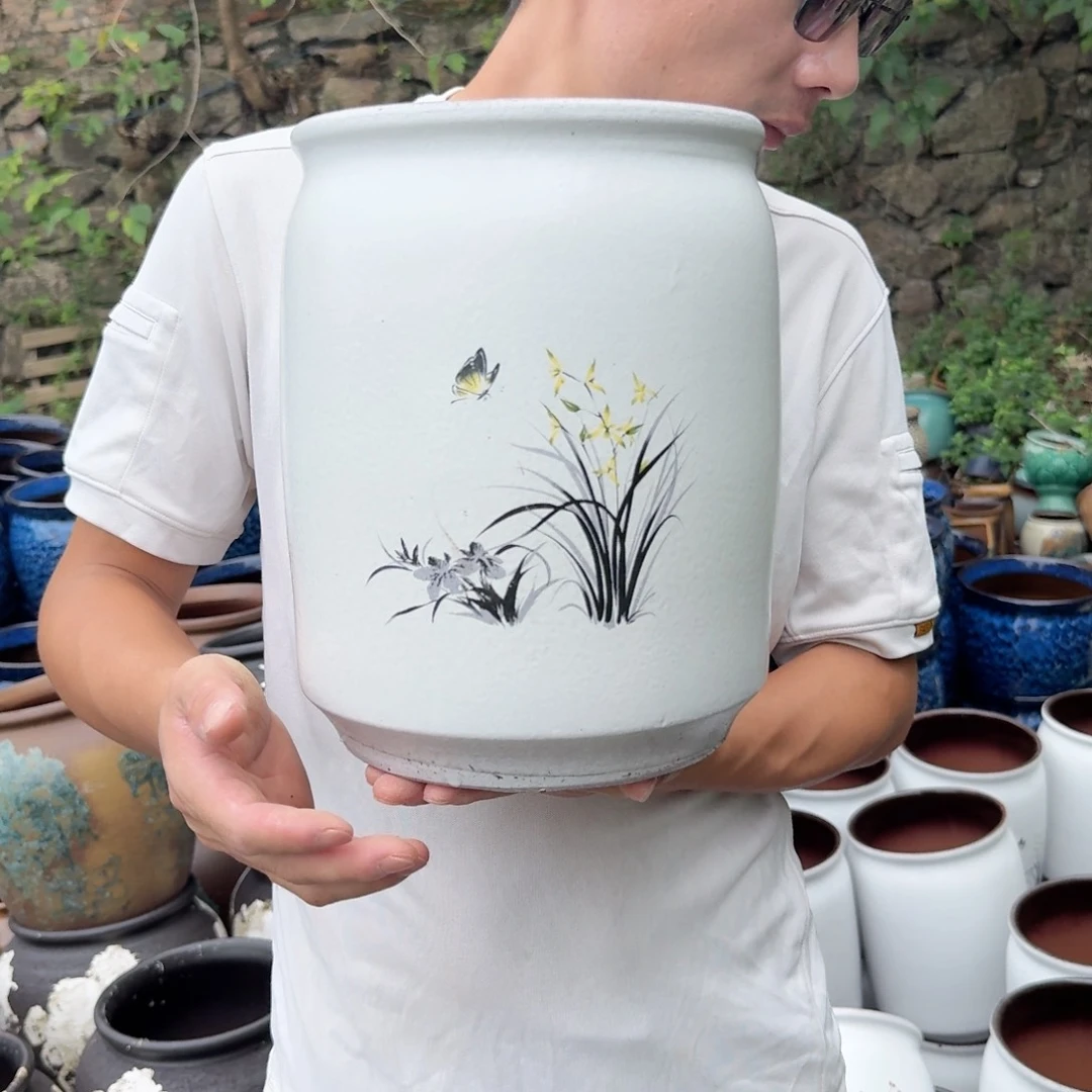 紫砂花盆口20高28（一个兰花