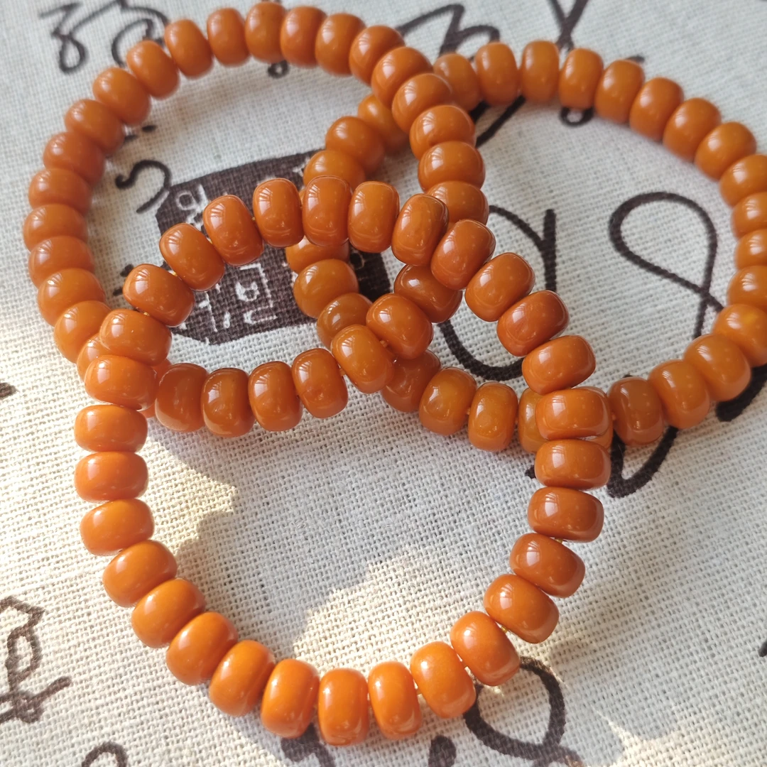 天然红油老蜡算盘珠单圈手链 多样性发一件约9mm LF5011