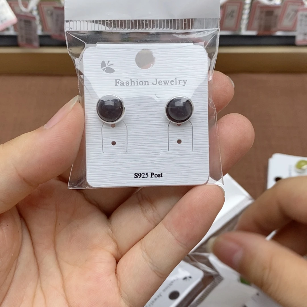 银S925镶嵌和田玉耳饰