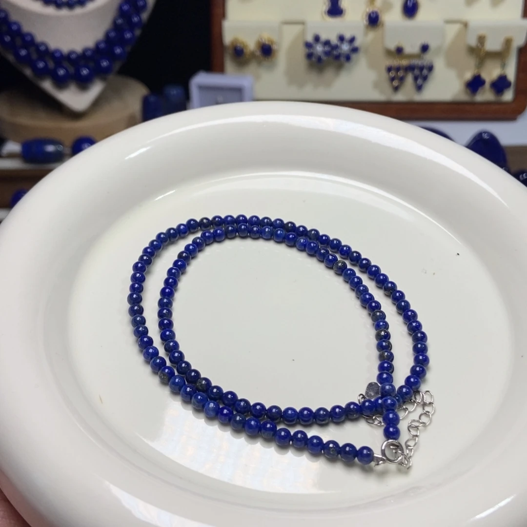 青金石未镶嵌小米珠锁骨链3.6mm