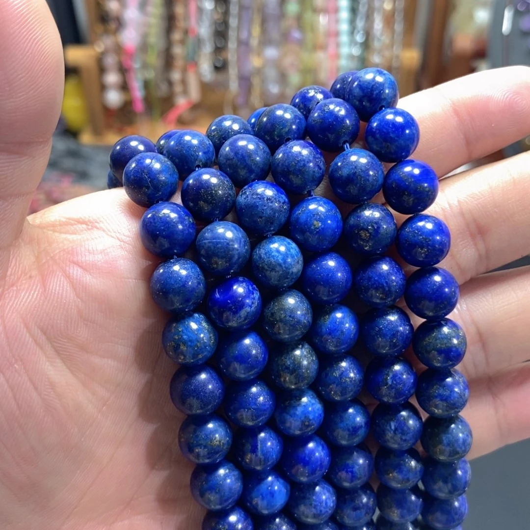 玛瑙/玉髓未镶嵌珠宝半成品天然青金石一条卡10mm