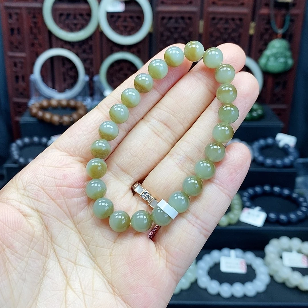 和田玉手串未镶嵌x*A且末蓝8