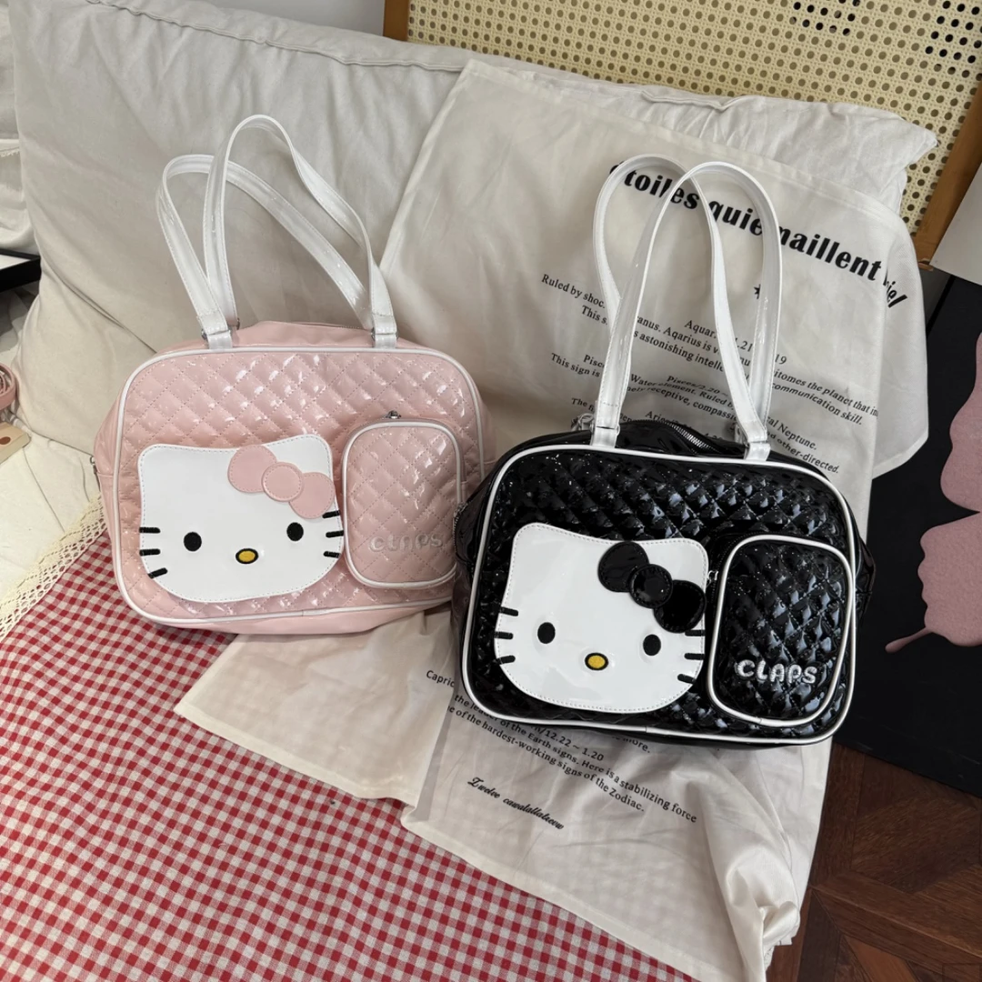 超好看！亮面菱格绣线大脸k公文双肩包