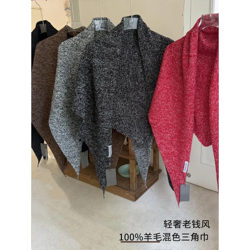 100%wool纯羊毛三角巾披肩女外搭2025新款高端围巾极简轻奢高级感