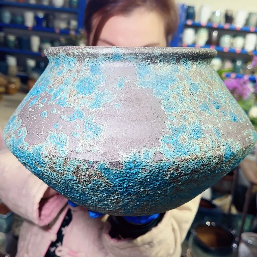 紫砂花盆高18口19