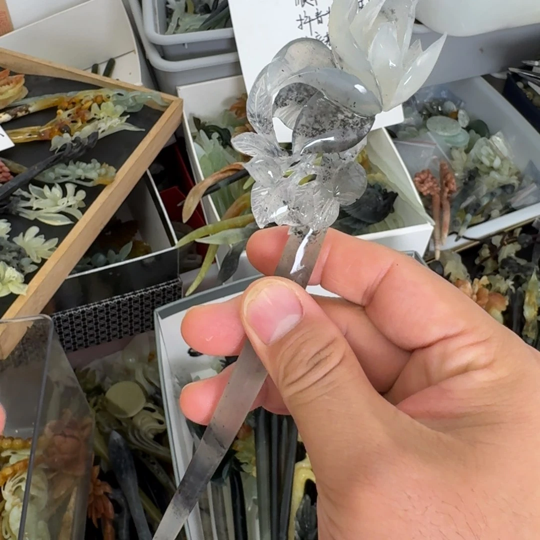 岫玉未镶嵌发饰明君玉簪就是好看