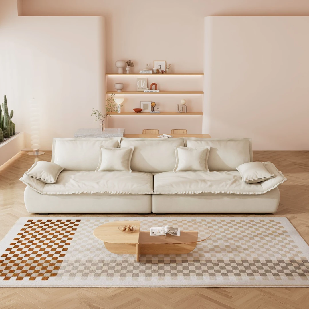 318#帆船沙发原版大帆船沙发法式风客厅超宽坐深磨砂布免洗沙发