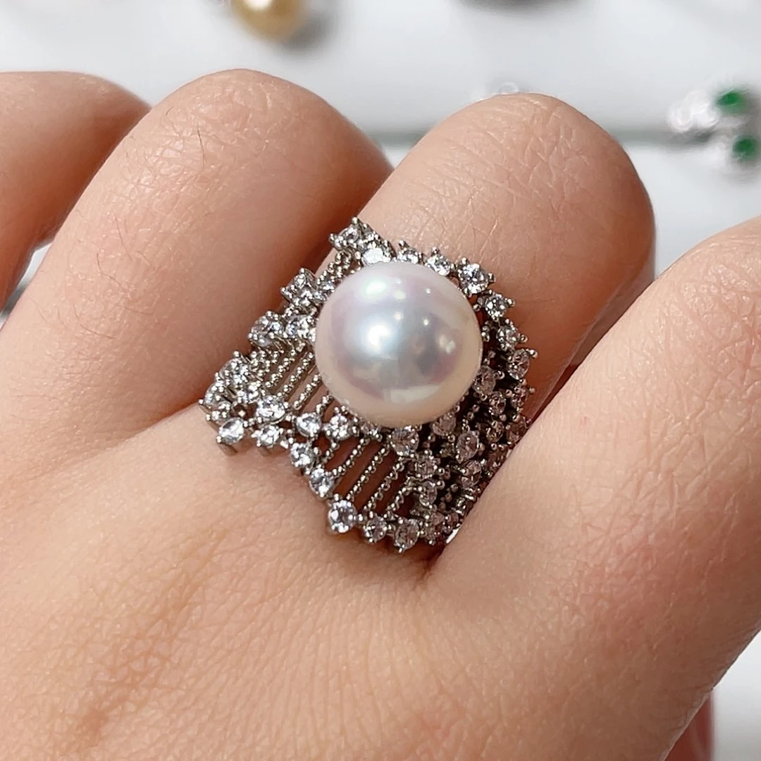 淡水珍珠戒指银S925镶嵌