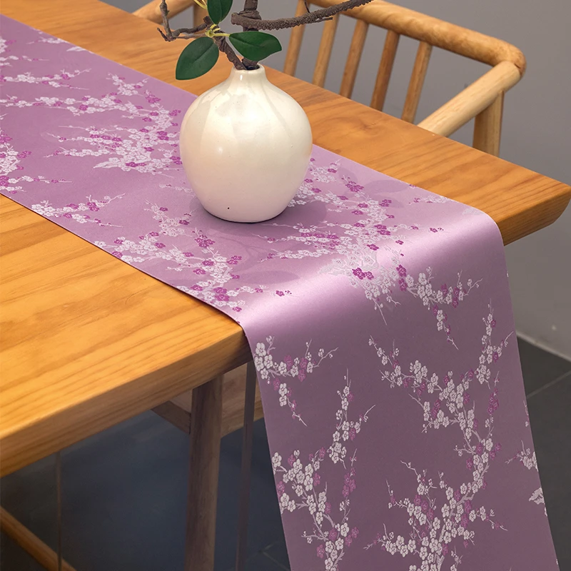 【紫梅含香】新中式双面防水茶席禅意桌旗织锦干泡垫高端茶垫