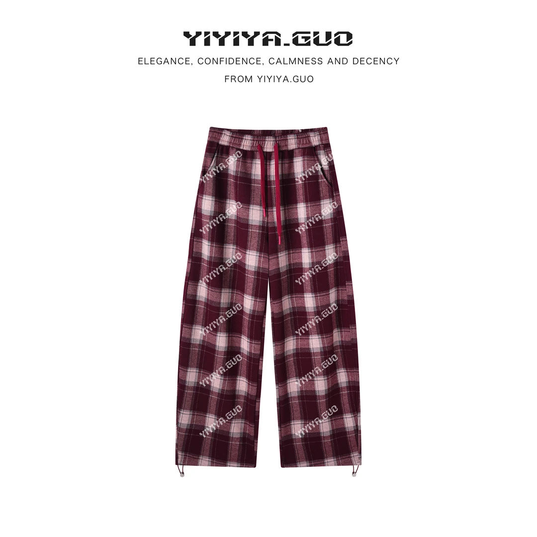 yiyiya.Guo艺艺吖【经典格子】新款休闲百搭松紧腰格子裤120084SS52