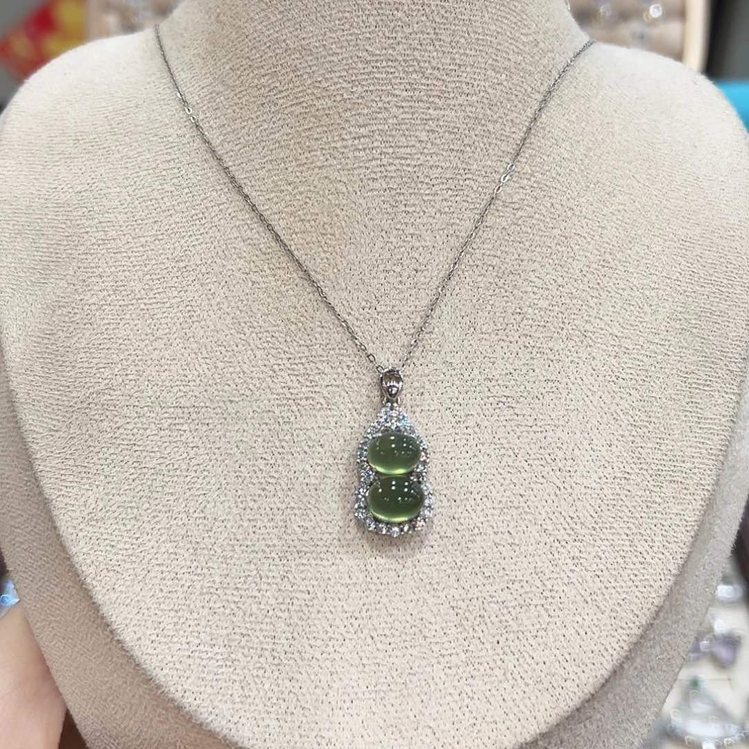 情***绪蛇纹石玉银S925镶嵌戒指