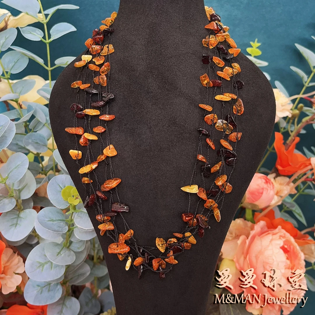 【福利】曼曼珠宝琥珀多宝随形五股项链