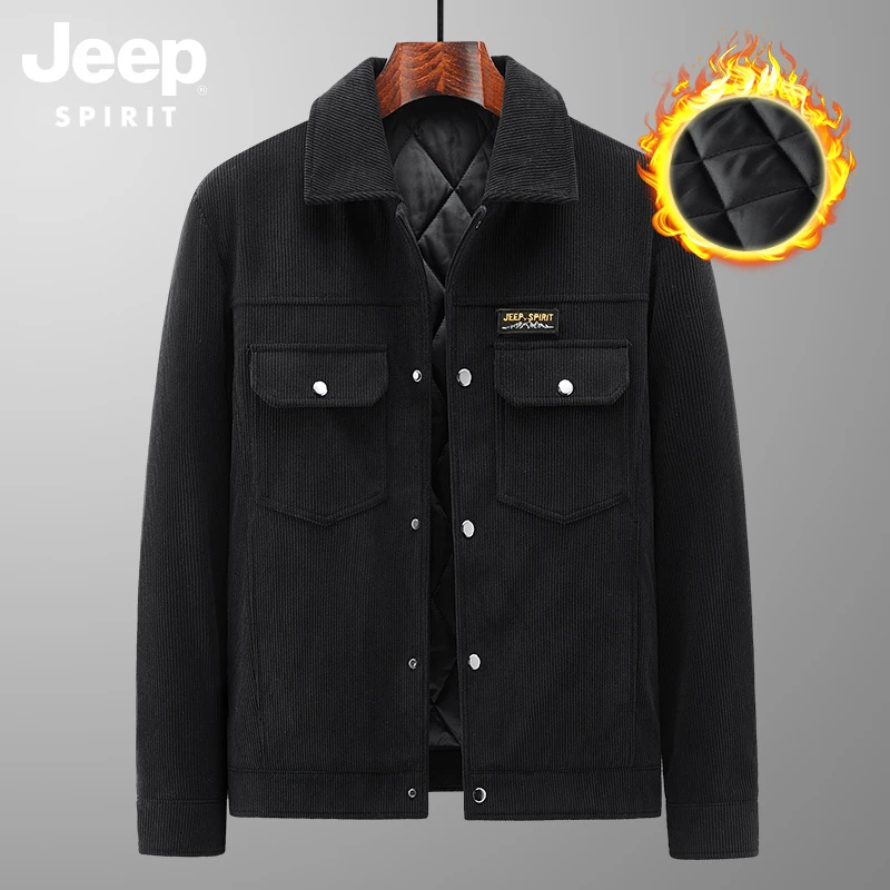 吉普灯芯绒夹克男士秋冬季翻领2025新款高端休闲商务行政男装外套